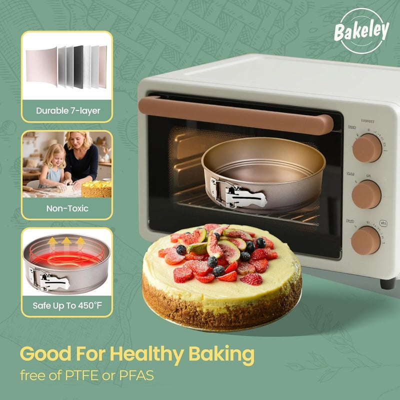 Bakeley 9 Inch Springform Cake Pans, Non-Stick, Spring Form Pans 9 inch with Removable Bottom, Spring Form Pan, Carbon Steel, Cheesecake Pan (Champagne Gold) - Image 3